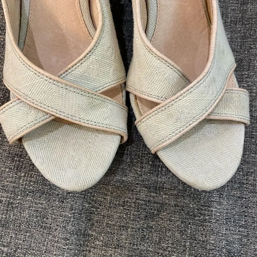 UGG Australia Hazel Denim Platform Wedge Slingback Sandals Women Size 6.5